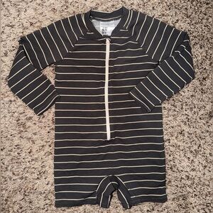 H&M Toddler Long-Sleeve Striped Rashguard Romper Swimsuit